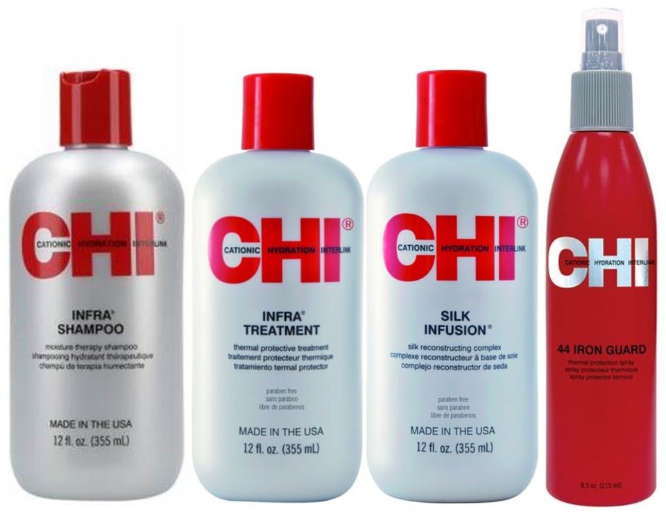 Chi SET XL Chi Iron Guard 237 ml, Infusion de soie 355 ml, Shampoing Infra 355 ml, Traitement Infra 355 ml