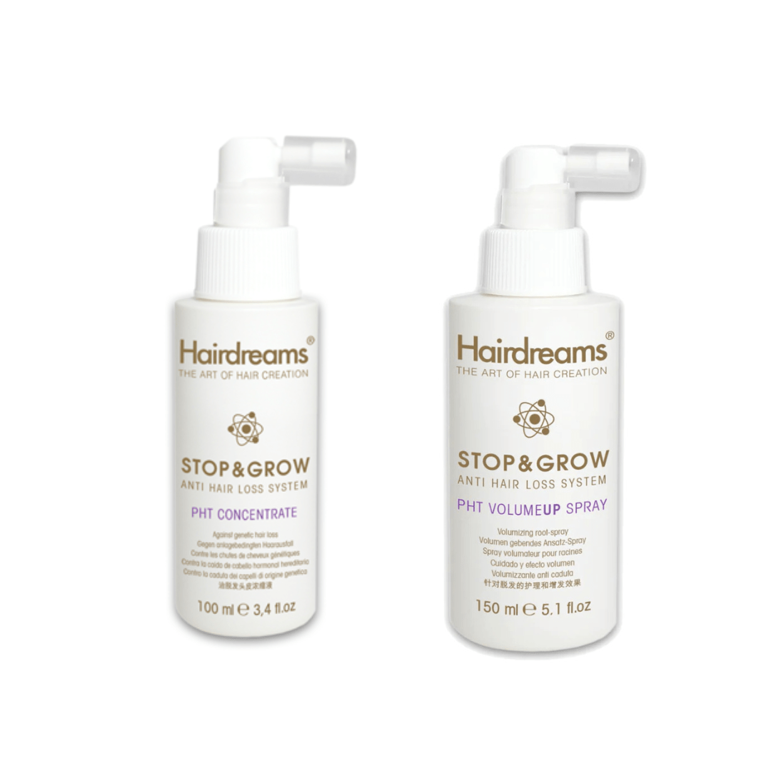 Hairdreams Stop & Grow Set mit Concentrate und VolumeUp – effektive Haarwachstumsbehandlung für dünner werdendes Haar, stimuliert Haarwurzeln, reduziert Haarausfall und sorgt für mehr Volumen – professionelle Haarpflege gegen Haarausfall.