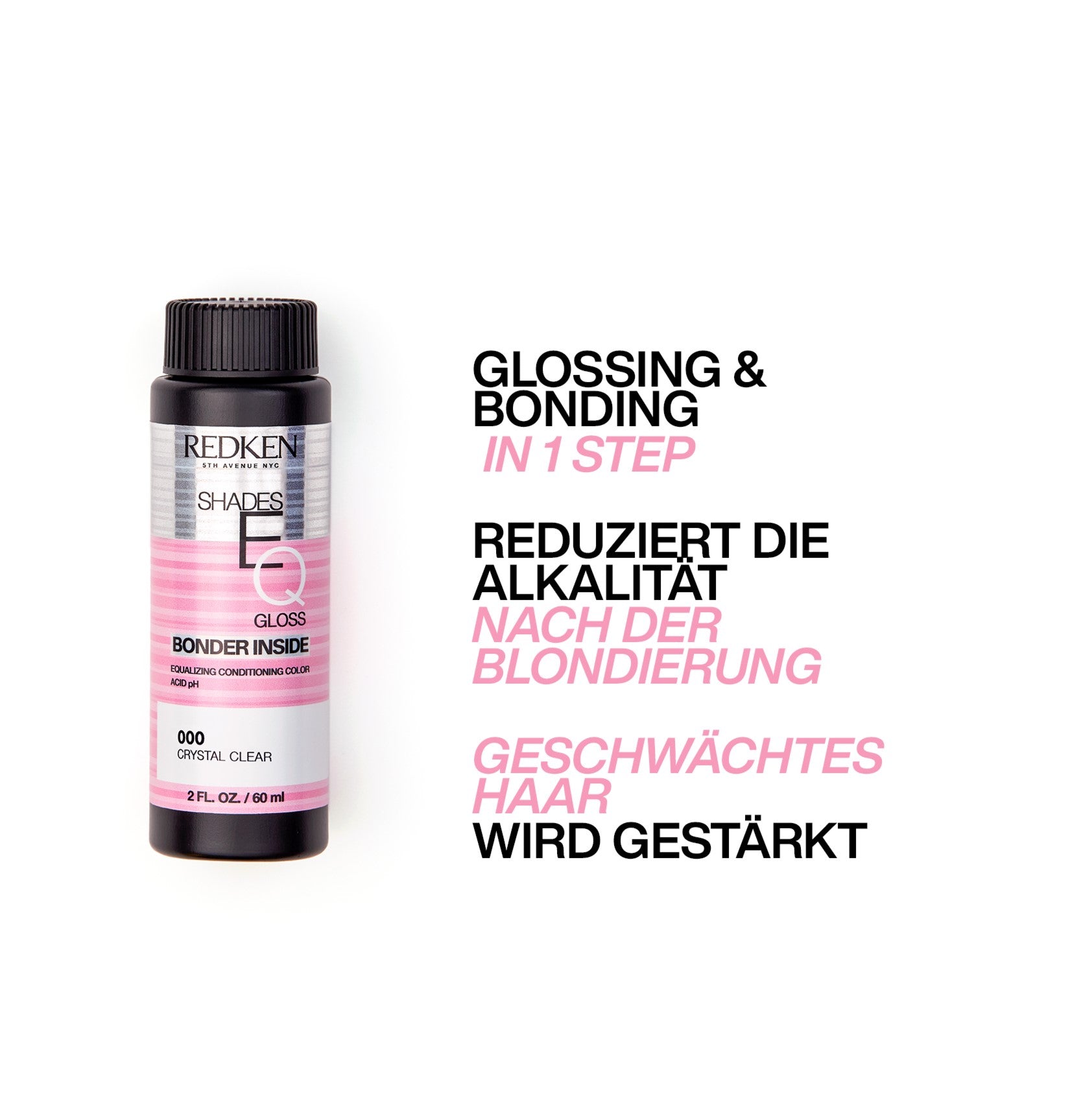Redken Shades EQ Gloss 00 Clear Bonder Inside – klare demi-permanente Glanztönung ohne Farbpigmente mit integrierter Bonding-Technologie für maximalen Glanz, Pflege und Versiegelung ohne Farbveränderung