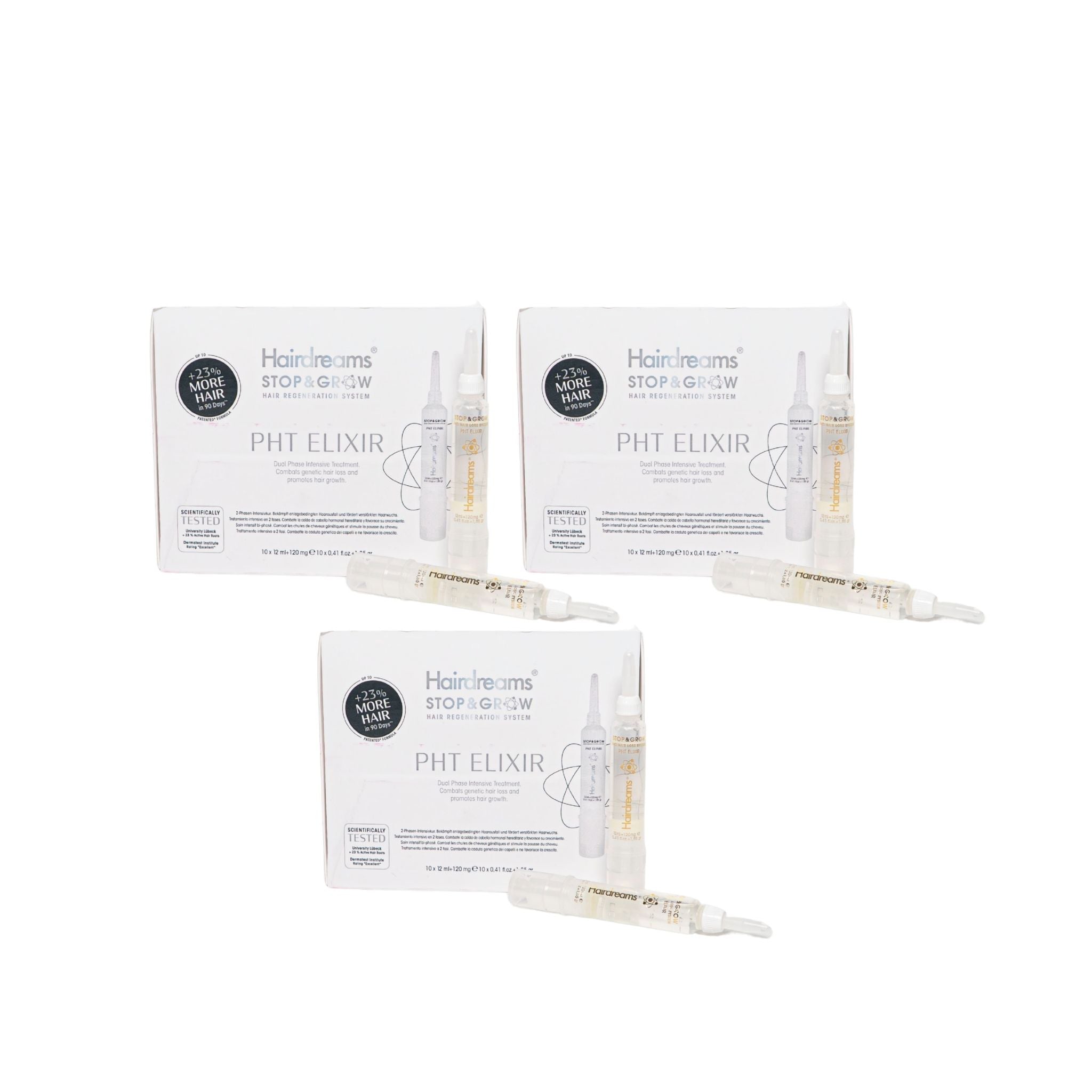 Patentierte 2-Phasen-Intensivkur gegen Haarausfall - Hairdreams PHT Elixir aktiviert Haarwurzeln & fördert Wachstum. 10 Applikatoren für 1 Monat im 3er Pack für eine 3 Monatskur
