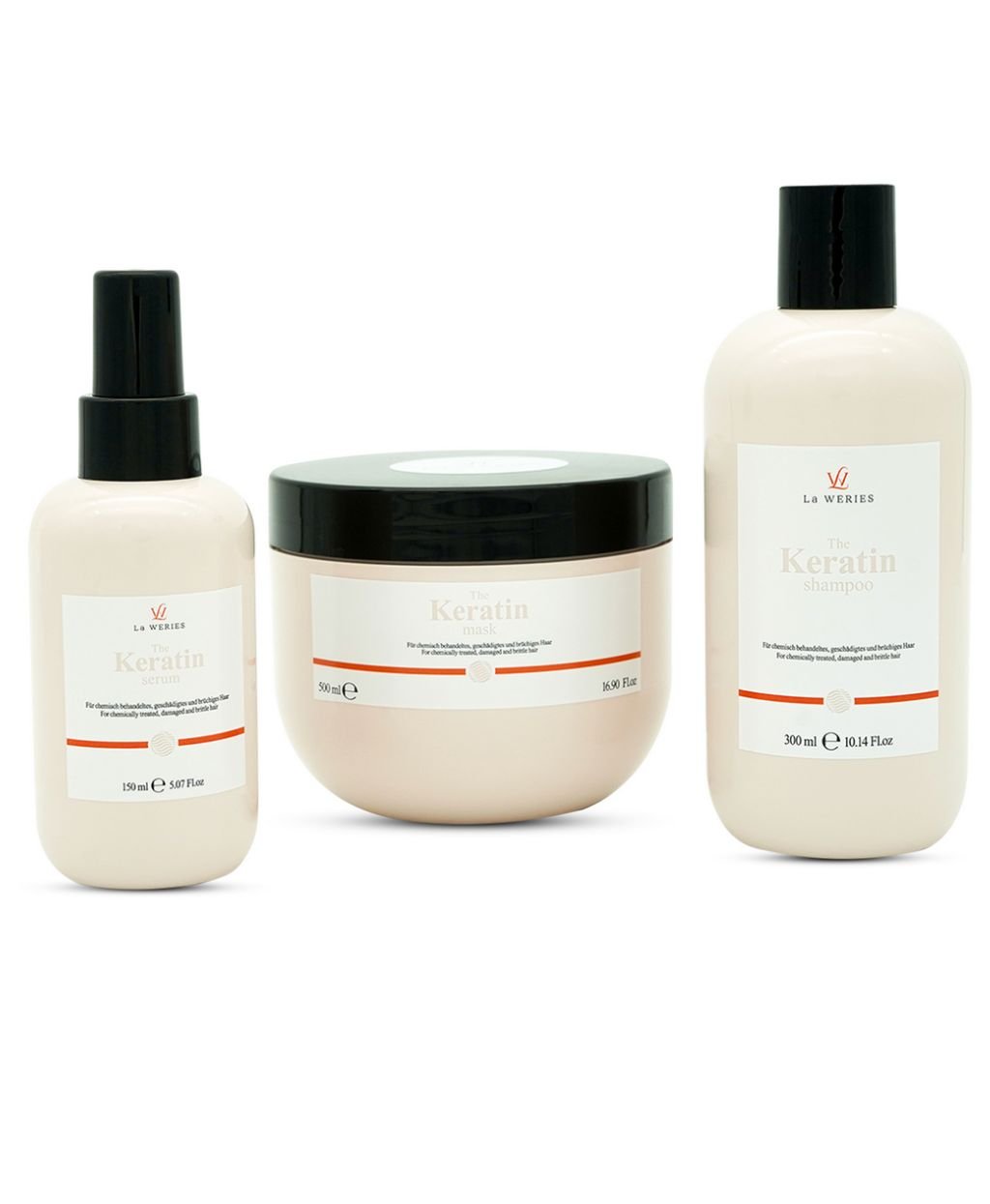 Shampoo 300 ml, Maske 500 ml und 150 ml Serum