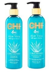 Coffret CHI Aloe Vera Curls : Après-shampoing démêlant 340 ml + Shampoing sublimateur 340 ml