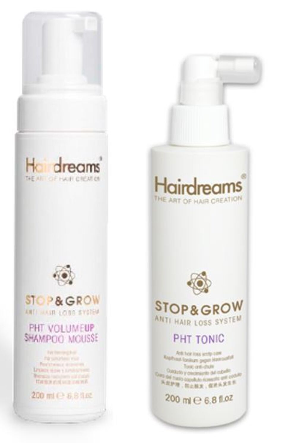 Coffret Hairdreams Stop &amp; Grow pht Tonic + pht Volumeup Shampoo Mousse 200 ml