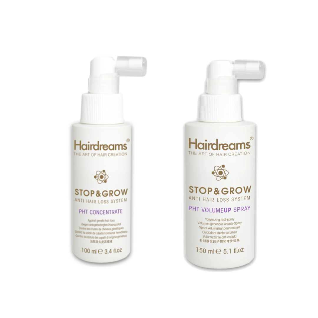 Hairdreams Stop & Grow Set mit Concentrate und VolumeUp – effektive Haarwachstumsbehandlung für dünner werdendes Haar, stimuliert Haarwurzeln, reduziert Haarausfall und sorgt für mehr Volumen – professionelle Haarpflege gegen Haarausfall.