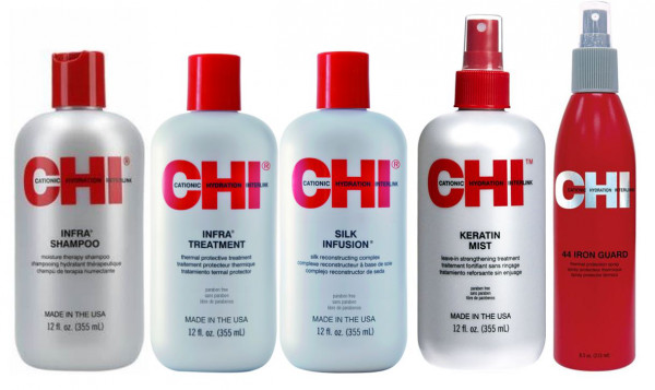Chi SET XXL Infra Keratin Mist, Chi Iron Guard , Silk Infusion, infra Shampoo, Infra Treatment