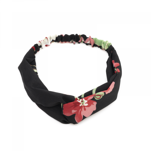 Haarband schwarz mit Blumenmuster