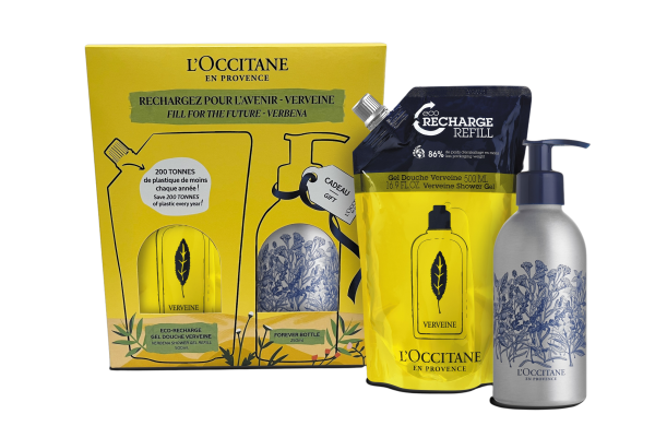 Loccitane Geschenkset aus Verbene Duschgel 500 ml + Aluminium Flasche 250 ml