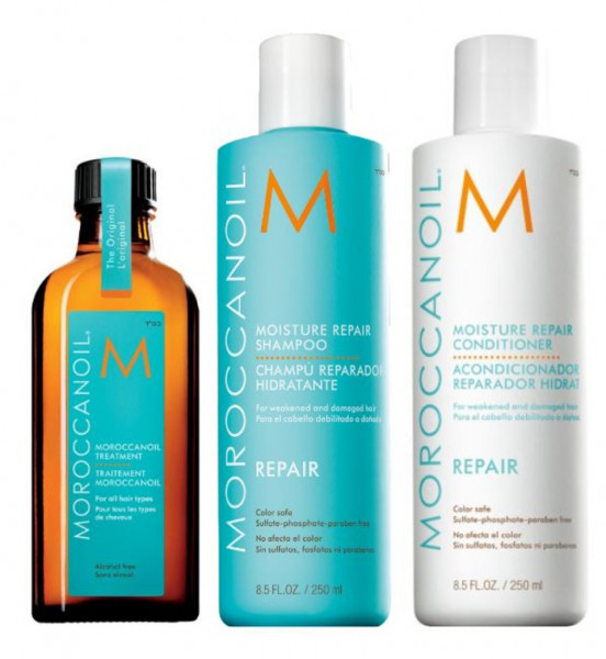 Moroccanoil Moisture Repair TRIO-SET Shampoo + Conditioner + Arganöl Treatment