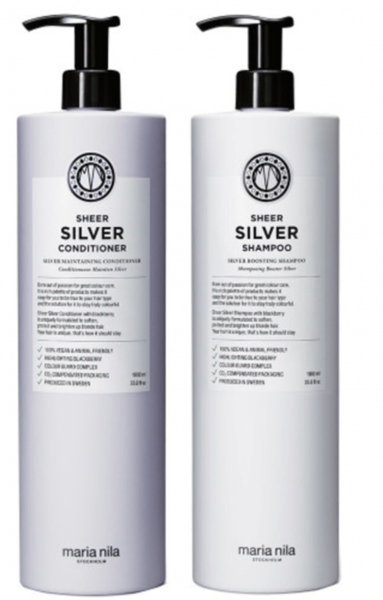 Maria Nila Sheer Silver SET XL Shampoo 1000 ml + Conditioner 1000 ml
