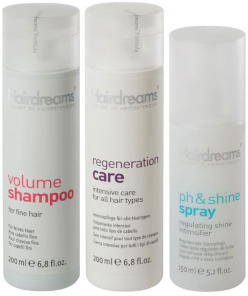 Hairdreams Volume Shampoo 200 ml + Regeneration Care Pflege 200 ml + ph&shine Spray 150 ml