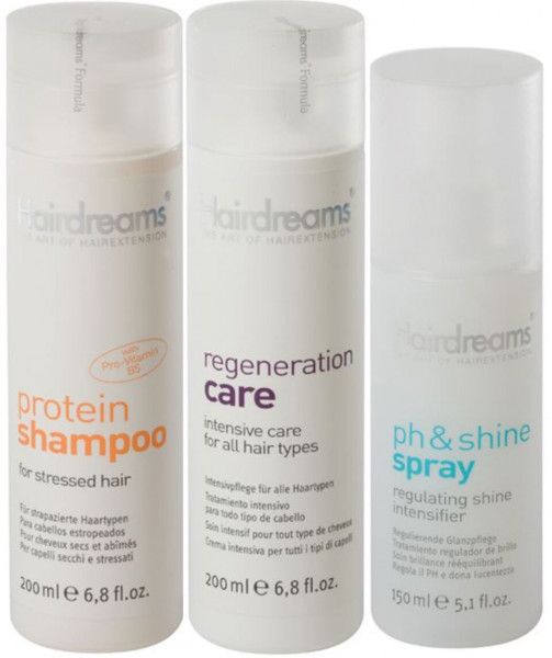 Hairdreams Protein Shampoo 200 ml + Regeneration Care Pflege 200 ml + ph&shine Spray 150 ml